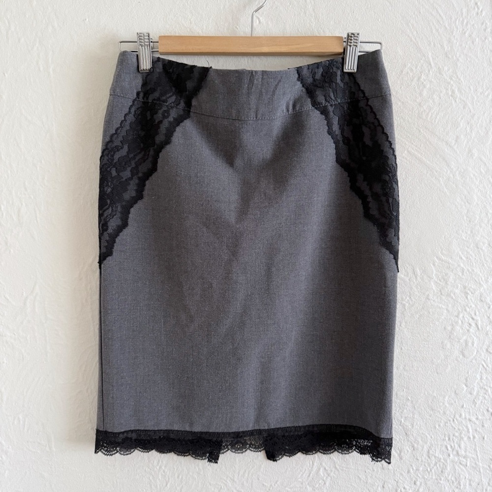 Y2K Costa Blanca Gray Pencil Skirt With Lace Size M